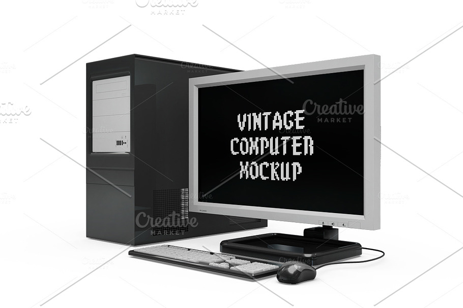 Vintage Computer Set Mock-up in Mobile & Web Mockups - product preview 8