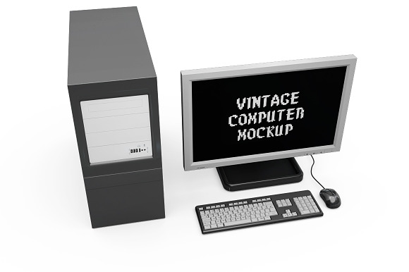 Vintage Computer Set Mock-up in Mobile & Web Mockups - product preview 11