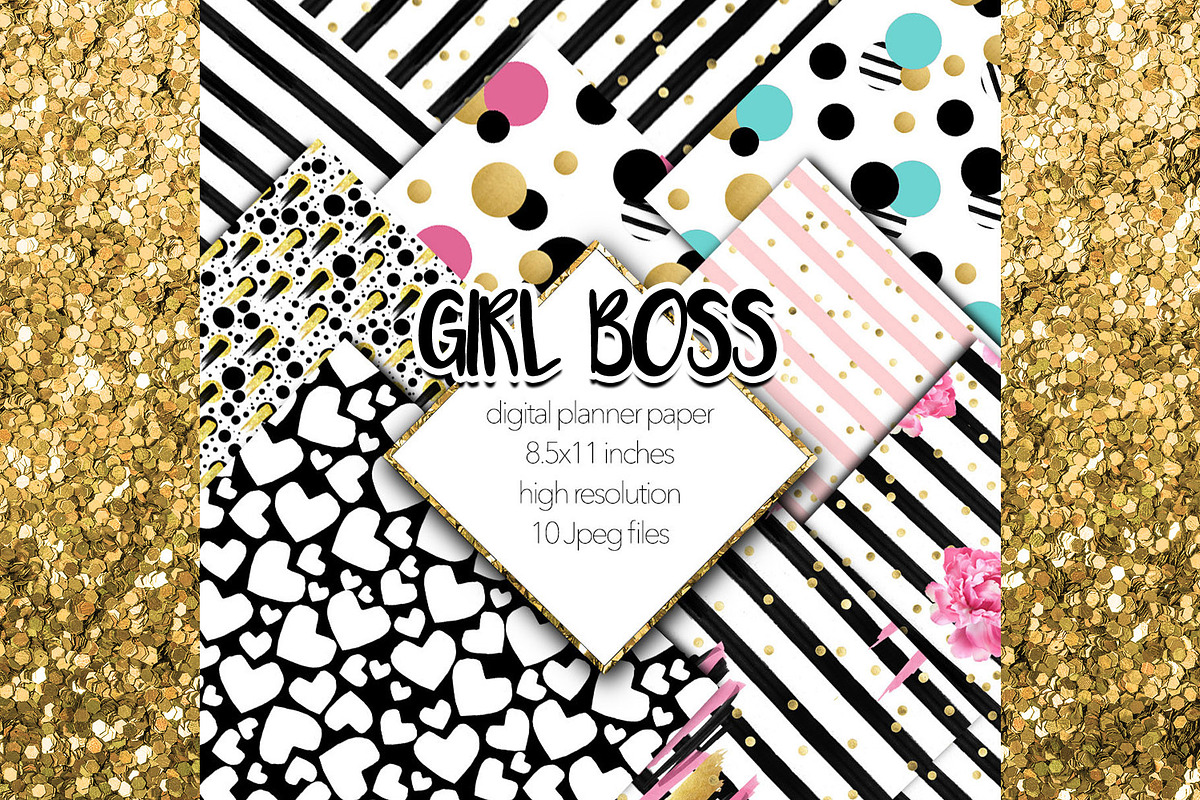 GIRL BOSS DIGITAL PAPERS  in Patterns - product preview 8