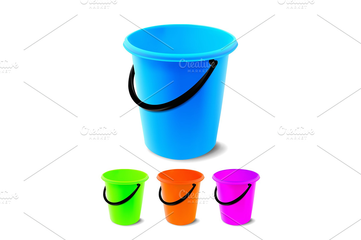 Plastic Bucket Vector. Bucketful in Objects - product preview 8