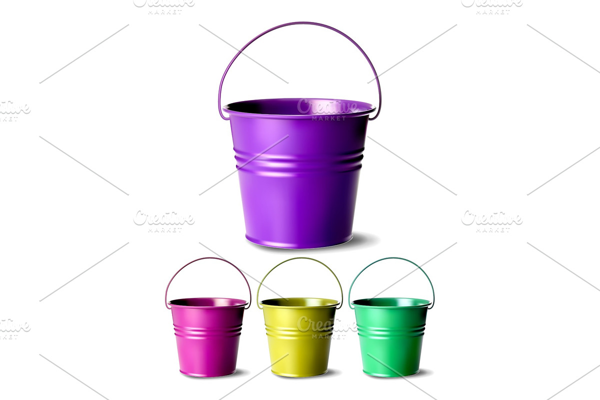 Metal Bucket Vector. Bucketful in Objects - product preview 8