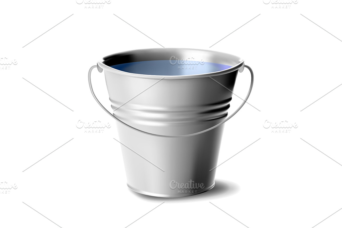 Metal Bucket Full Of Water Vector in Objects - product preview 8