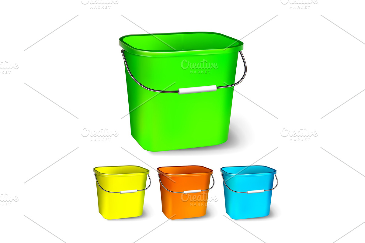 Square Plastic Bucket Vector in Objects - product preview 8