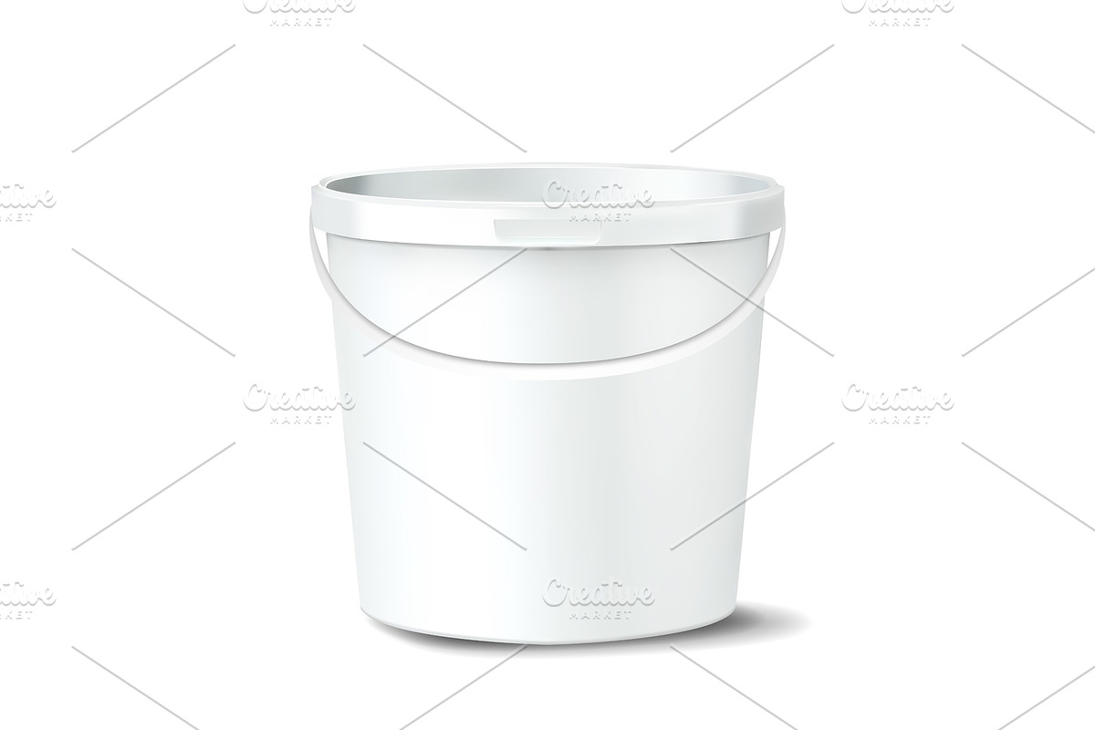 Plastic Bucket Vector. White Claen in Objects - product preview 8