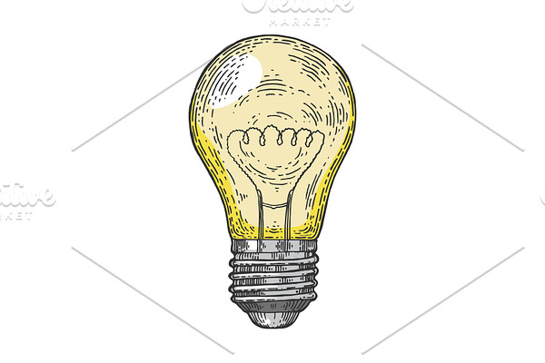Electric lamp color sketch engraving