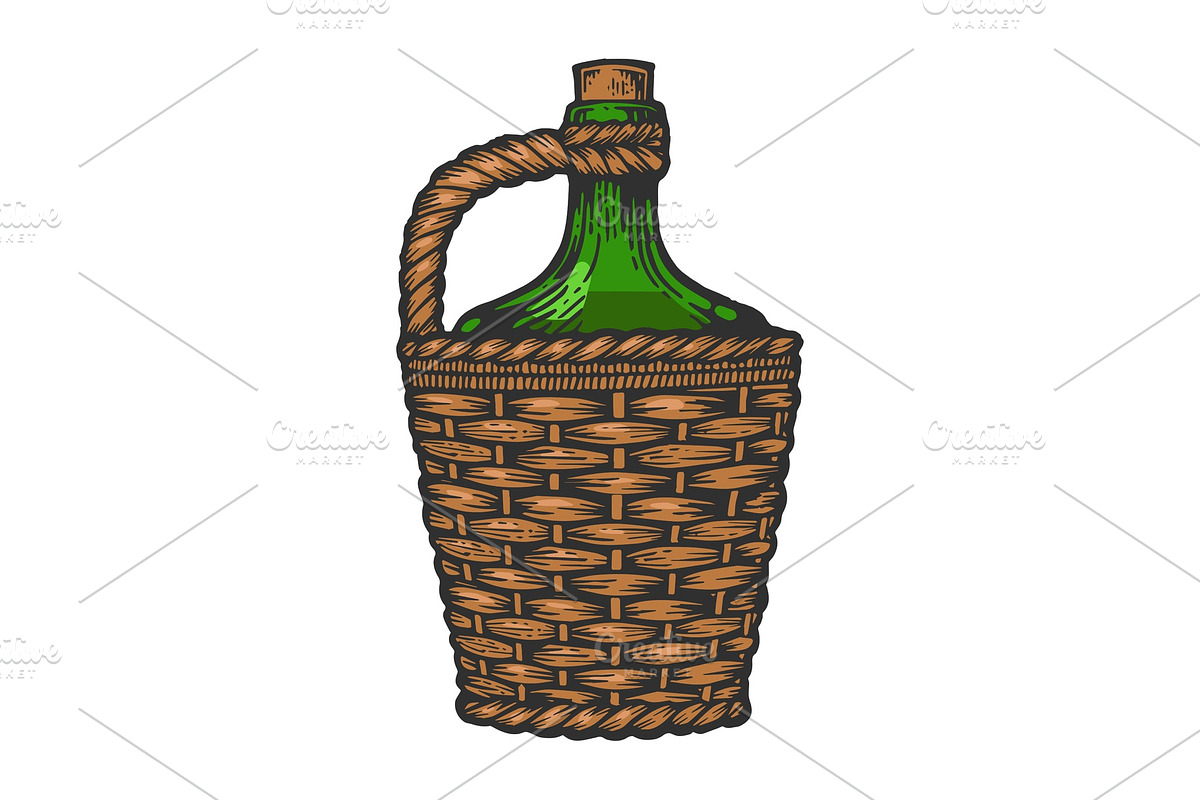 Wine bottle carboy color sketch in Illustrations - product preview 8