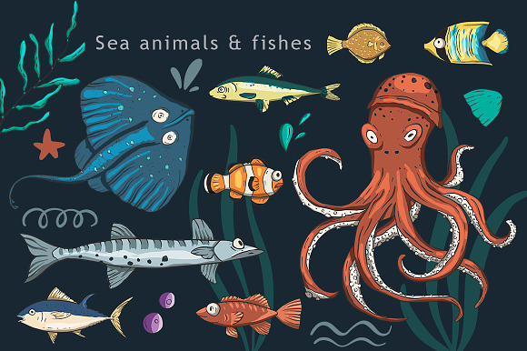 Under the sea. Big graphic set. in Illustrations - product preview 2