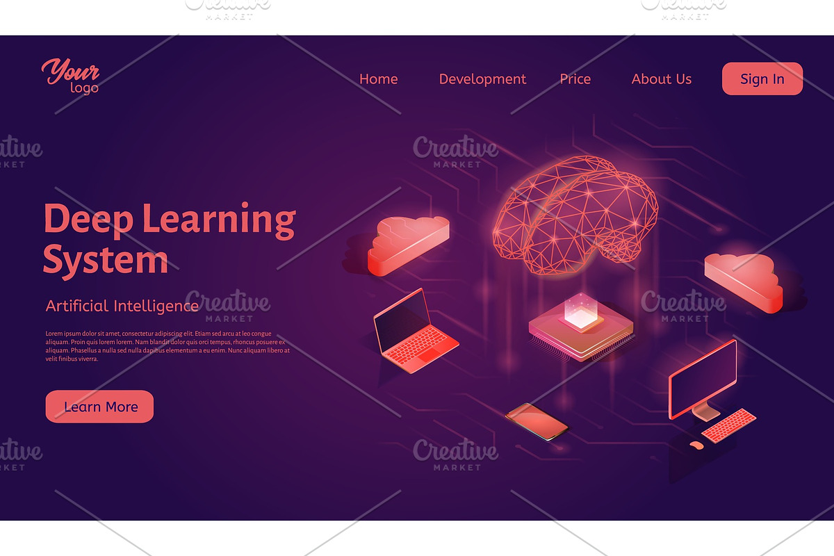 Deep learning system landing web in Illustrations - product preview 8