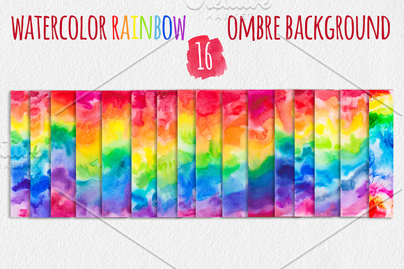 Rainbow watercolor texture set in Illustrations - product preview 3