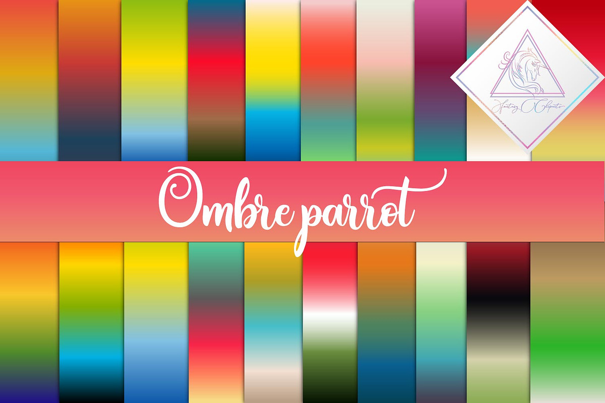 Ombre Parrot Digital Paper in Textures - product preview 8