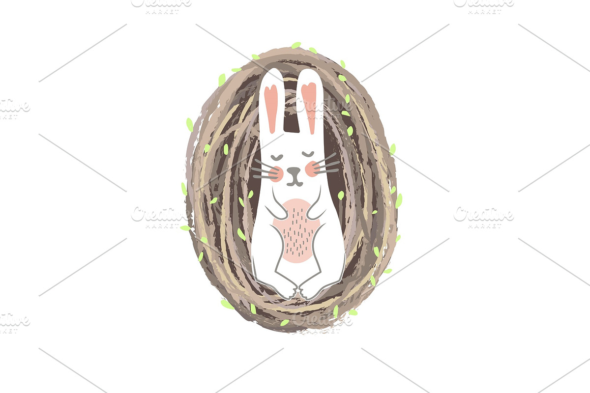 Newborn Easter Bunny in the Nest in Illustrations - product preview 8