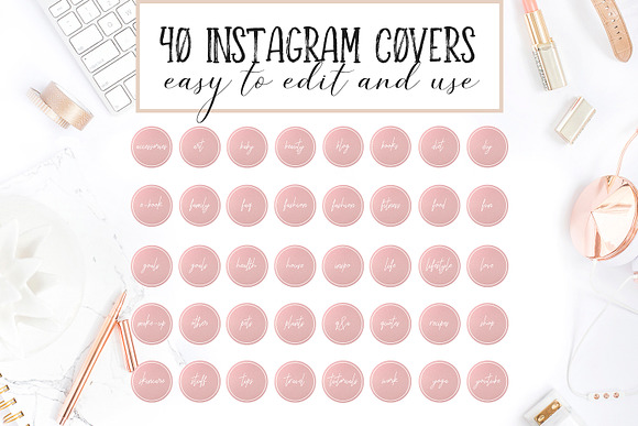 Instagram Highlight Covers Pink Gold in Instagram Templates - product preview 2