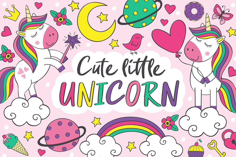 cute little unicorn collection in Illustrations - product preview 8