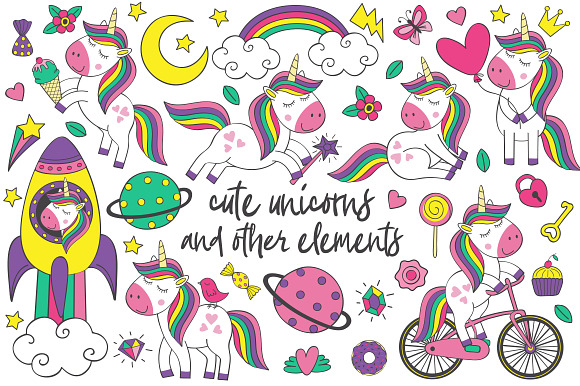 cute little unicorn collection in Illustrations - product preview 1