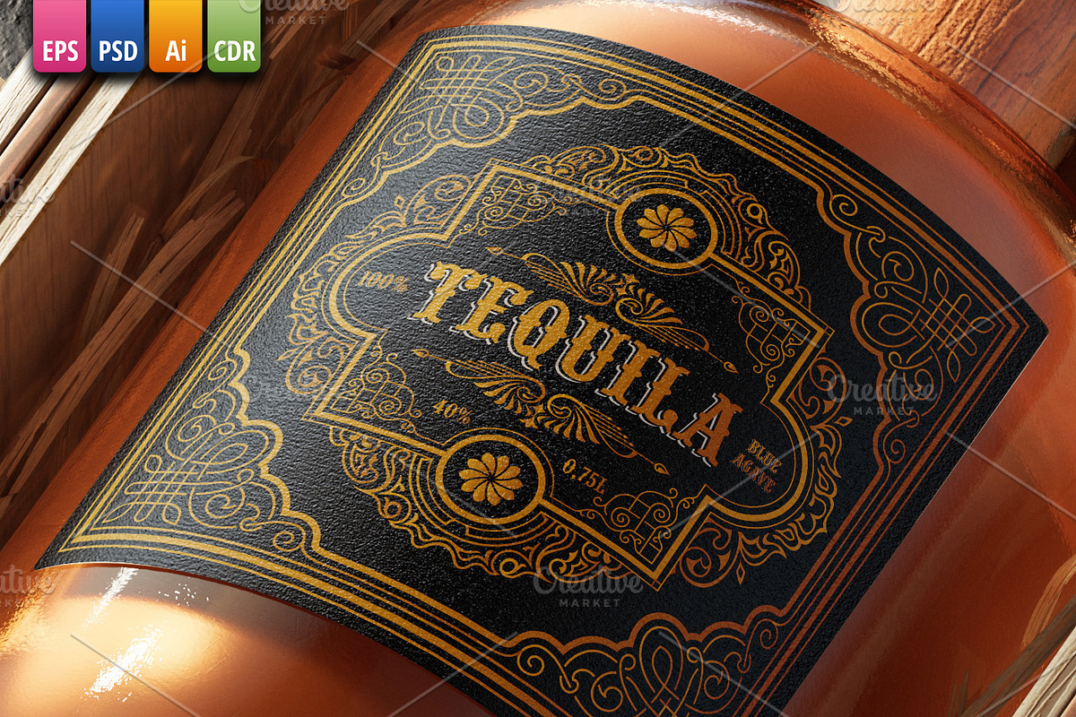 Tequila Bottle Label in Objects - product preview 8