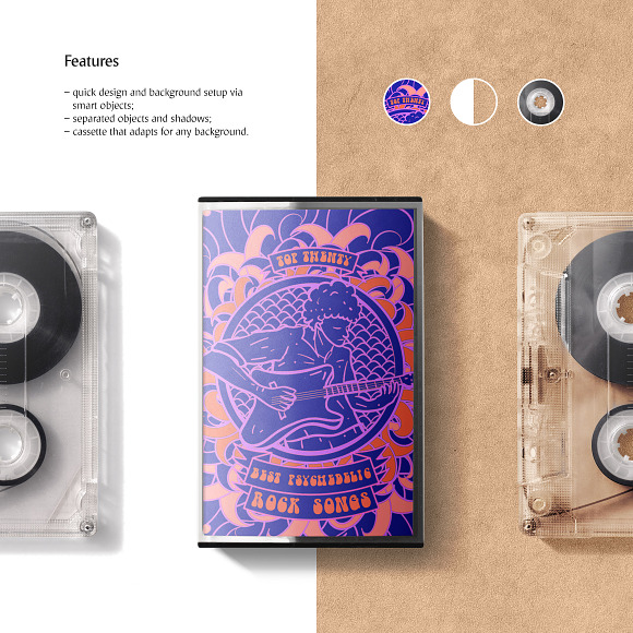 Cassette Tape Mockup in Product Mockups - product preview 2