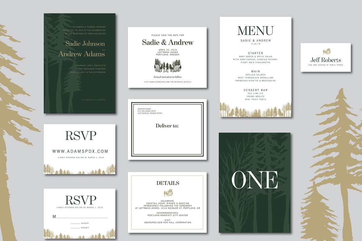 Woodland Wedding Invitation Suite in Wedding Templates - product preview 8