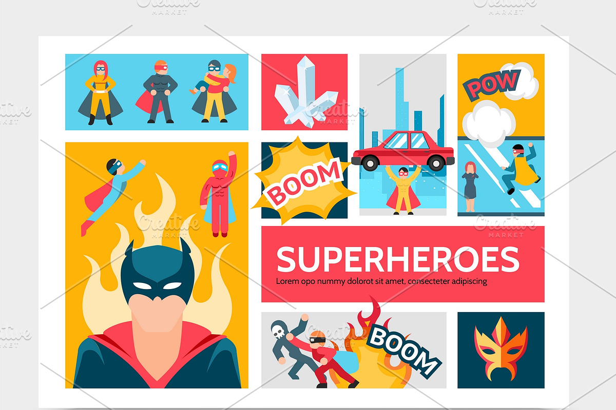 Super heroes infographic template in Superhero Icons - product preview 8