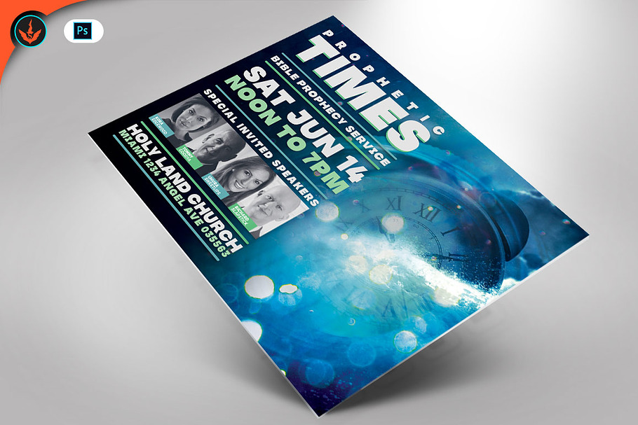 Prophetic Times Church Flyer in Flyer Templates - product preview 8