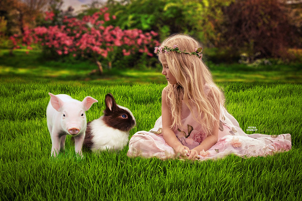 Easter Bunny and Piglet Background
