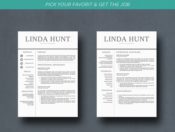 Professional Resume Template in Letter Templates - product preview 3