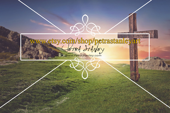 Easter Cross Digital Background in Photoshop Layer Styles - product preview 2