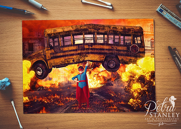 Super Hero Bus Digital Backdrop in Photoshop Layer Styles - product preview 2