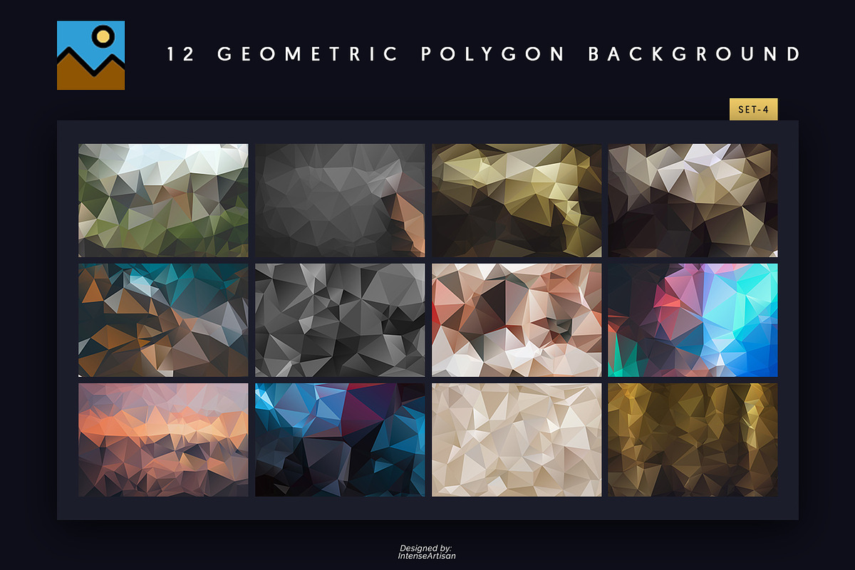 12 Geometric Polygon Background V.4 in Textures - product preview 8