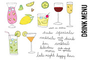 Tropical Drink Menu Doodles Clipart