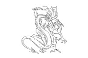 Hercules Grappling Dragon Drawing 