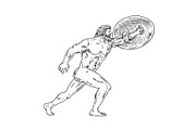 Heracles With Shield Urging Forward 