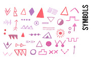 Watercolor Hieroglyphs Symbols