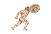 Hercules With Shield Going Forward 