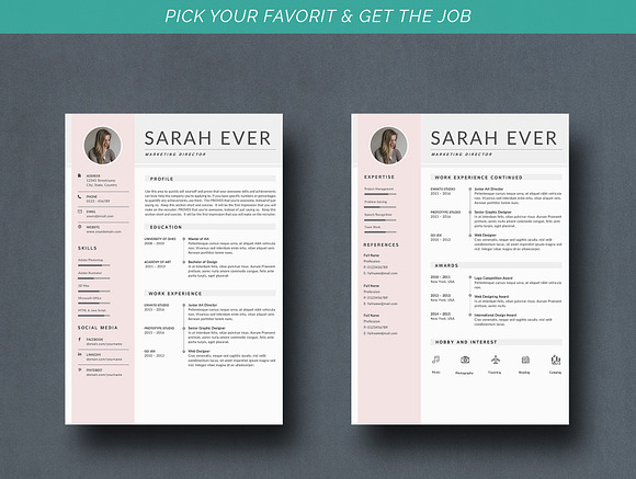 Creative Resume Template 4 Pages in Letter Templates - product preview 3