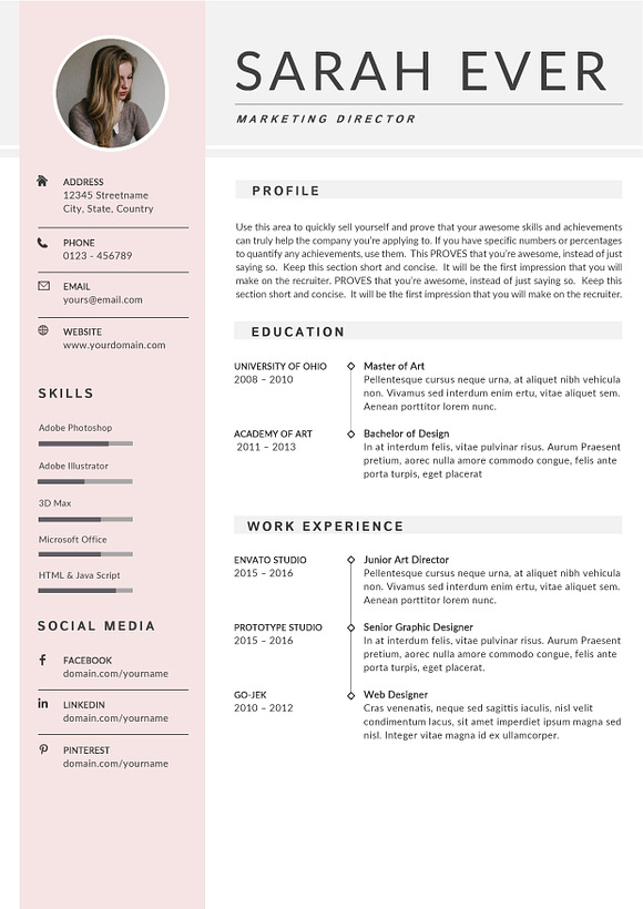 Creative Resume Template 4 Pages in Letter Templates - product preview 5