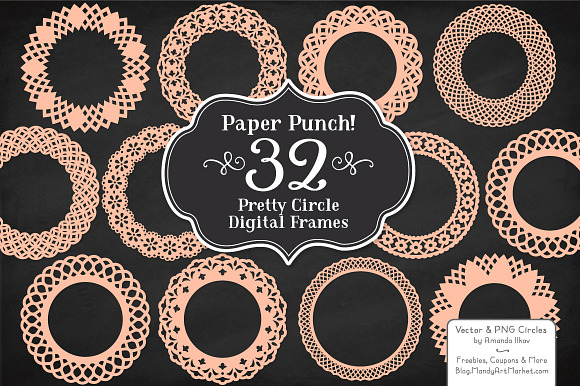 Peach Lace Vector Frames in Illustrations - product preview 1