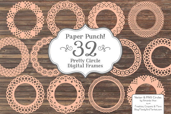 Peach Lace Vector Frames in Illustrations - product preview 2