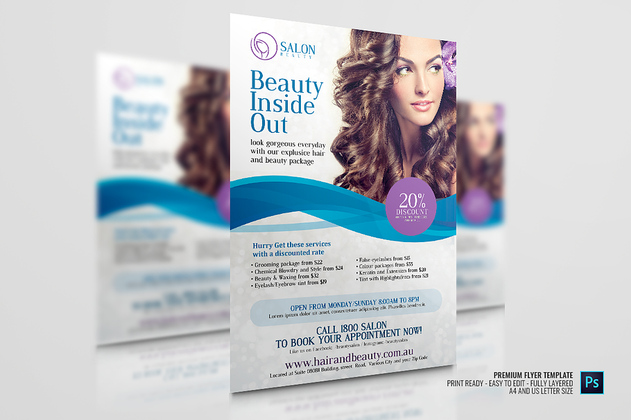 Beauty Salon and Hair Flyer in Flyer Templates - product preview 8