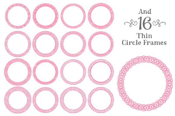 Pink Lace Scrapbook Frame Circles in Illustrations - product preview 4