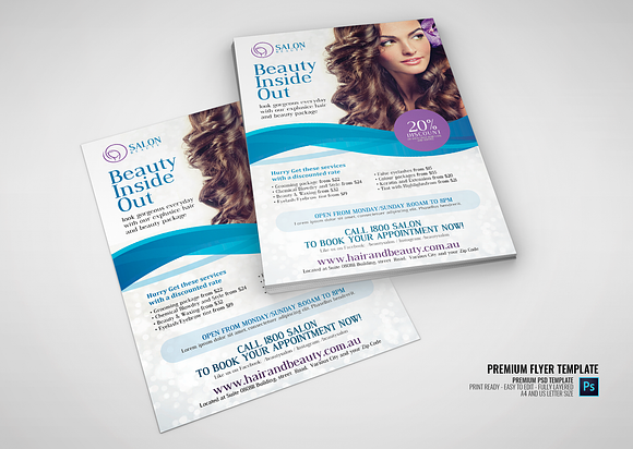 Beauty Salon and Hair Flyer in Flyer Templates - product preview 2