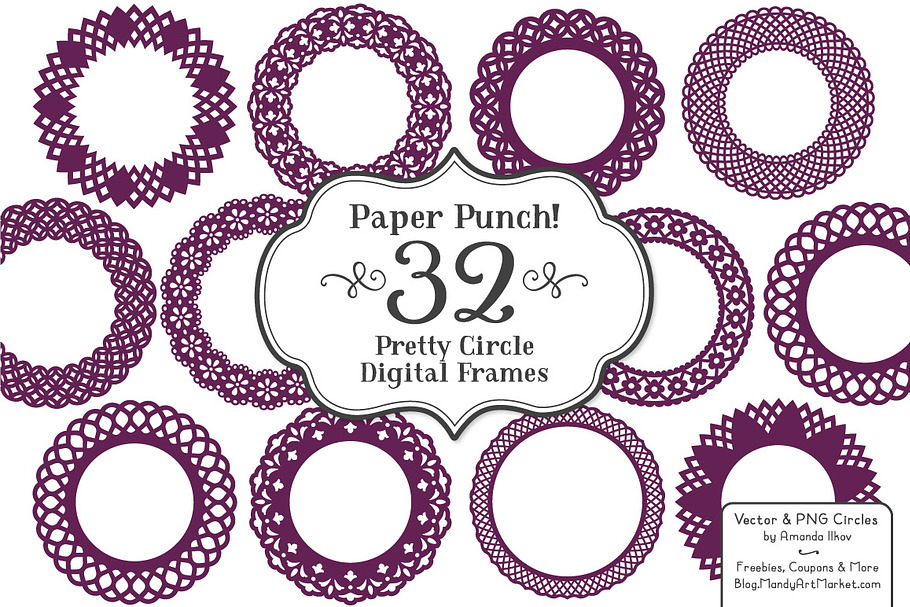 Plum Lace Vector Frames in Illustrations - product preview 8