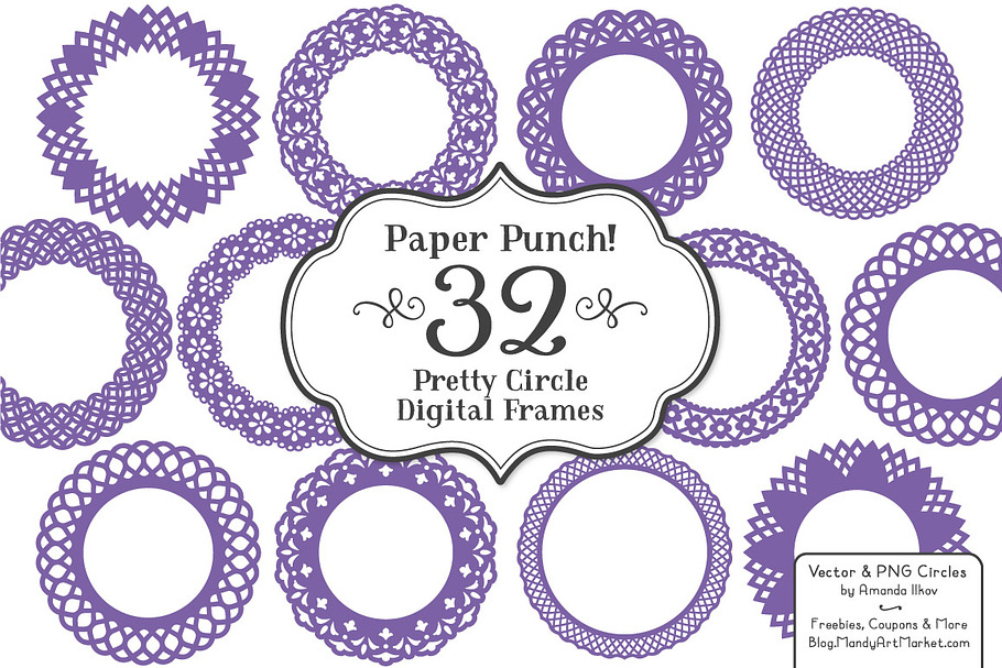 Purple Lace Vector Frames in Illustrations - product preview 8