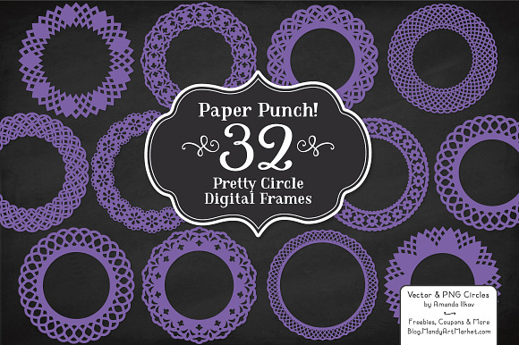 Purple Lace Vector Frames in Illustrations - product preview 1