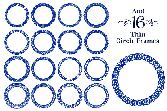 Royal Blue Lace Circle Frames in Illustrations - product preview 3