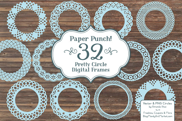 Soft Blue Lace Circle Frames in Illustrations - product preview 2