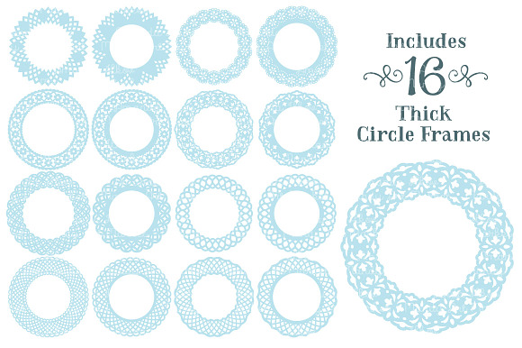 Soft Blue Lace Circle Frames in Illustrations - product preview 3