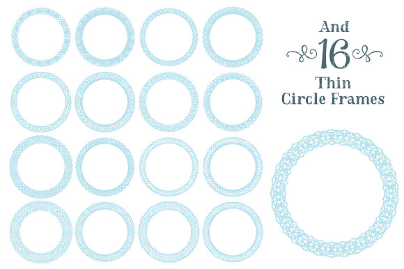 Soft Blue Lace Circle Frames in Illustrations - product preview 4