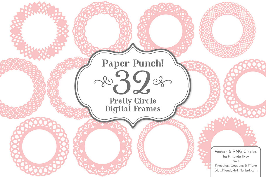 Soft Pink Vector Lace Frames