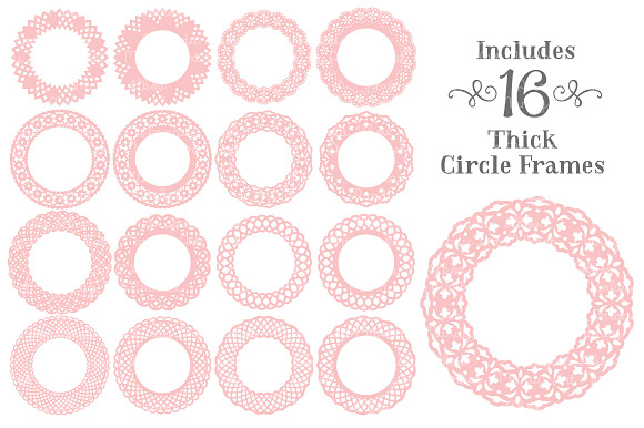 Soft Pink Vector Lace Frames in Illustrations - product preview 3