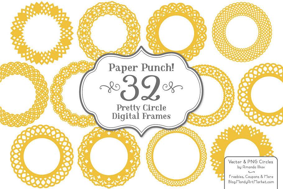 Sunshine Yellow Lace Frames in Illustrations - product preview 8